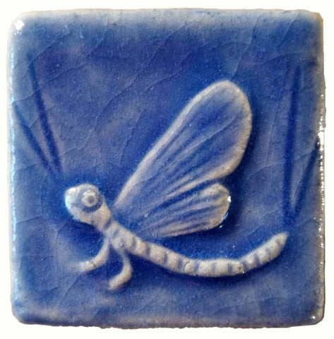 Mayfly 2"x2" Ceramic Handmade Tile - Watercolor Blue Glaze