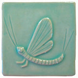Mayfly 4"x4" Ceramic Handmade Tile - Pacific Blue Glaze