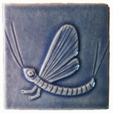 Mayfly 4"x4" Ceramic Handmade Tile - Watercolor Blue Glaze
