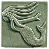 Mermaid 4"x4" Ceramic Handmade Tile -  Spearmint Glaze