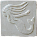 Mermaid 4"x4" Ceramic Handmade Tile - White Glaze