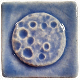 full moon 2"x2" Ceramic Handmade Tile - Watercolor Blue Glaze