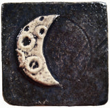 waning crescent moon 2"x2" Ceramic Handmade Tile - Night Sky Glaze