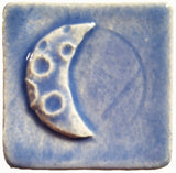 waning crescent moon 2"x2" Ceramic Handmade Tile - Watercolor Blue Glaze