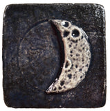 waxing crescent moon 2"x2" Ceramic Handmade Tile - Night Sky Glaze