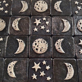 waning crescent moon 2"x2" Ceramic Handmade Tile - Night Sky Glaze grouping