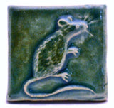 Mouse 2"x2" Ceramic Handmade Tile - Leaf Green Glaze