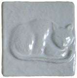 Napping Cat 3"x3" Ceramic Handmade Tile - White Glaze