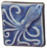 Octopus 2"x2" Ceramic Handmade Tile - Watercolor Blue Glaze