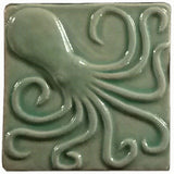 Octopus 4"x4" Ceramic Handmade Tile - Pacific Blue Glaze
