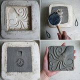 Octopus 4"x4" Ceramic Handmade Tile - Process