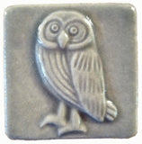 Owl 2"x2" Ceramic Handmade Tile - Gray Glaze