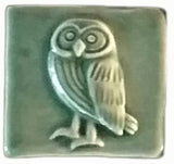 Owl 2"x2" Ceramic Handmade Tile - Spearmint Glaze