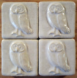 Owl 2"x2" Ceramic Handmade Tile - White Glaze Grouping