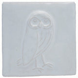 Owl facing right 4"x4" Ceramic Handmade Tile - White Glaze