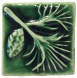 Pine 2"x2" Ceramic Handmade Tile - Leaf Green Glaze
