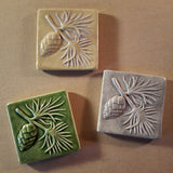 Pine 4"x4" Ceramic Handmade Tile - Multi Glaze