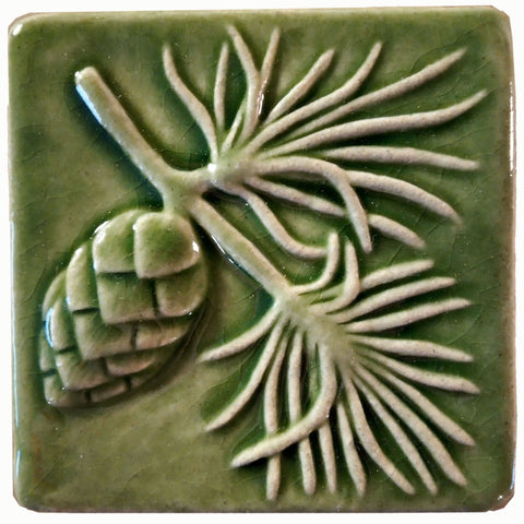 Pine 4"x4" Ceramic Handmade Tile