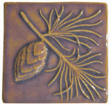 Pine 6"x6" Ceramic Handmade Tile - Hyacinth Glaze