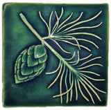 Pine 6"x6" Ceramic Handmade Tile - Leaf Green Glaze
