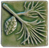 Pine 2"x2" Ceramic Handmade Tile - Spearmint Glaze