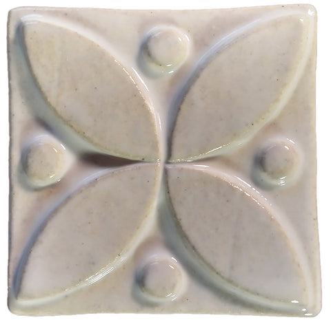 Pointed Ovals 3"x3" Ceramic Handmade Tile - White Glaze