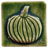 pumpkin 2"x2" Ceramic Handmade Tile - Leaf Green Glaze 