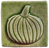 pumpkin 2"x2" Ceramic Handmade Tile - spearmint Glaze 