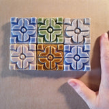 quatrefoil 2"x2" Ceramic Handmade Tile - multi glaze 