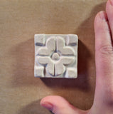 quatrefoil 2"x2" Ceramic Handmade Tile - white glaze size reference