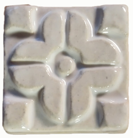 quatrefoil 2"x2" Ceramic Handmade Tile - white glaze 