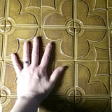 Geometric Blossom Set, Four 4"x4" Ceramic Handmade Tiles- Honey Glaze Size Reference
