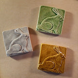 Rabbit 4"x4" Ceramic Handmade Tile - multi Glaze
