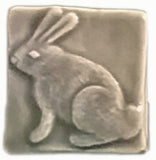 Rabbit (facing Left) 2"x2" Ceramic Handmade Tile - Gray Glaze