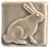 Rabbit (facing Right) 2"x2" Ceramic Handmade Tile - Gray Glaze