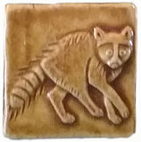 Raccoon 2"x2" Ceramic Handmade Tile - Honey Glaze