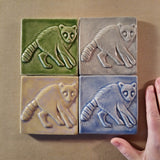 Racoon 4"x4" Ceramic Handmade Tile - Multi Glaze