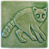 Racoon 4"x4" Ceramic Handmade Tile - Spearmint Glaze