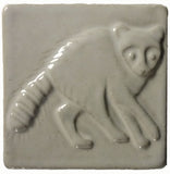 Racoon 4"x4" Ceramic Handmade Tile - White Glaze