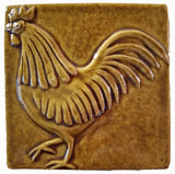 Rooster 4"x4" Ceramic Handmade Tile - Honey Glaze