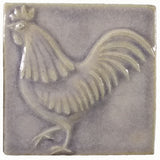 Rooster 4"x4" Ceramic Handmade Tile - Hyacinth Glaze