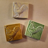 Rooster 4"x4" Ceramic Handmade Tile - Multi Glaze