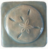 Sand Dollar 2"x2" Ceramic Handmade Tile - Celadon Glaze
