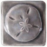 Sand Dollar 2"x2" Ceramic Handmade Tile - Gray Glaze