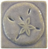 Sand dollar 3"x3" Ceramic Handmade Tile - hyacinth glaze