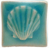 Scallop 2"x2" Ceramic Handmade Tile - Pacific Blue Glaze