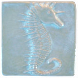 Seahorse 4"x4" Ceramic Handmade Tile - Celadon Glaze