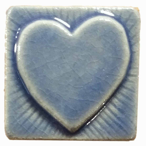 Simple Heart 2"x2" Ceramic Handmade Tile - Watercolor Blue Glaze