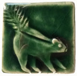 Skunk 2"x2" Ceramic Handmade Tile - Leaf Green Glaze