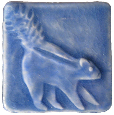Skunk 2"x2" Ceramic Handmade Tile - Watercolor Blue Glaze